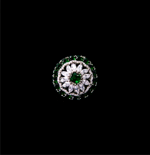 Emerald Bloom Floral Statement Ring for Women